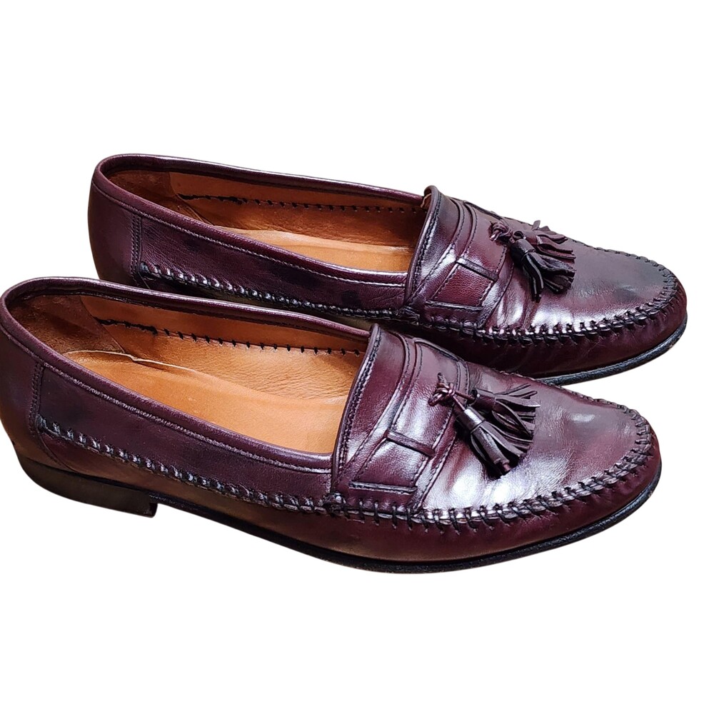 Allen Edmonds Dress Shoes Mens Size 10 Red Leather Tassel Loafer Brogue